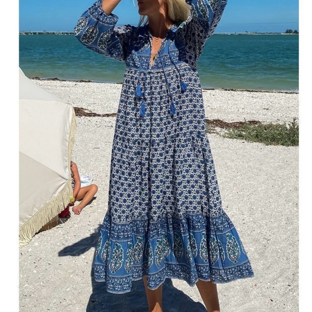 Emerson Fry India Collection Blue Bohemian Maxi Dress